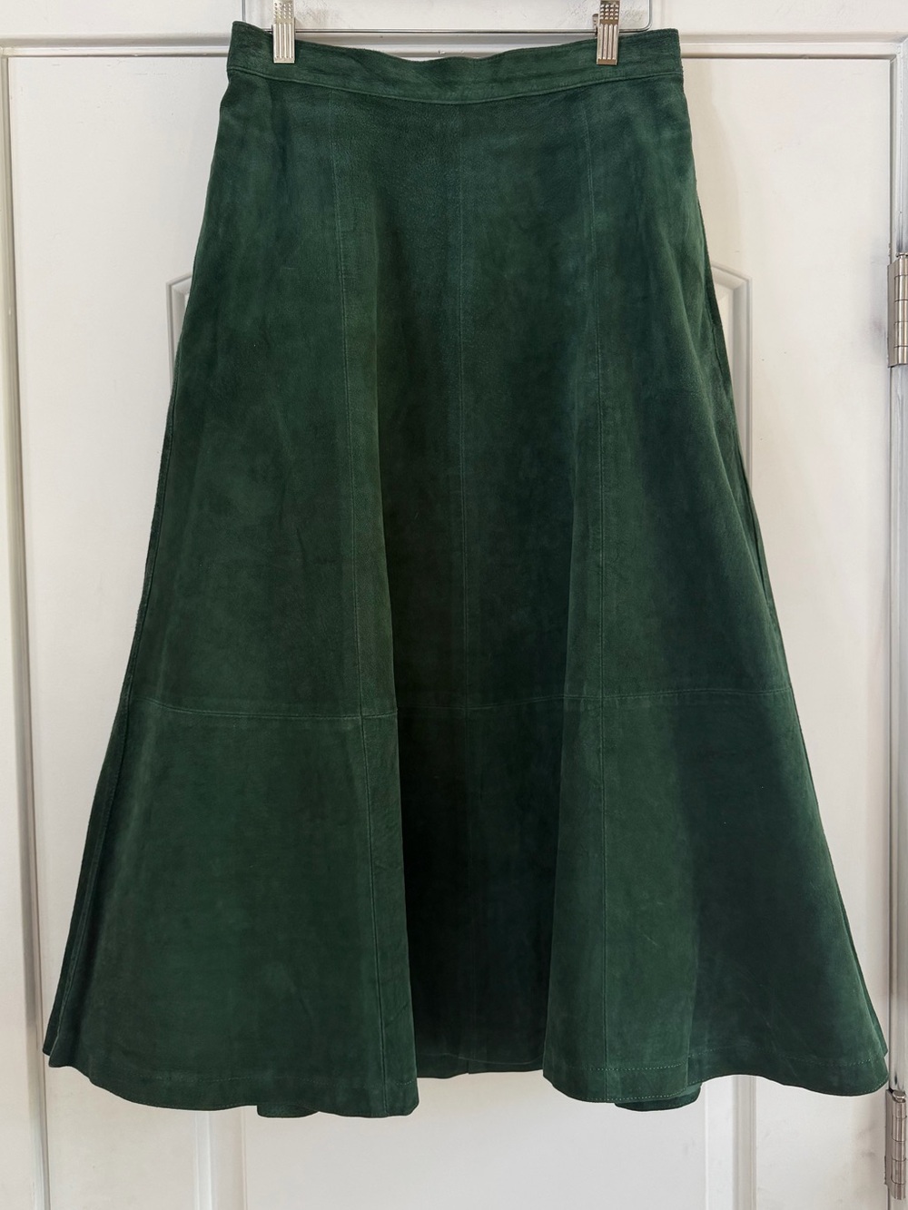 Vintage Bagatelle Green Leather Midi Skirt - 14